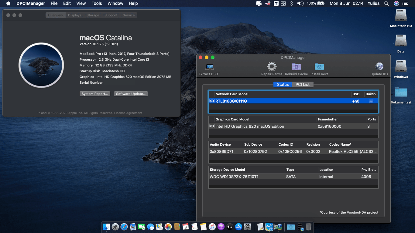 Success Hackintosh macOS Catalina 10.15.5 Build 19F101 in Dell Vostro 14-3468